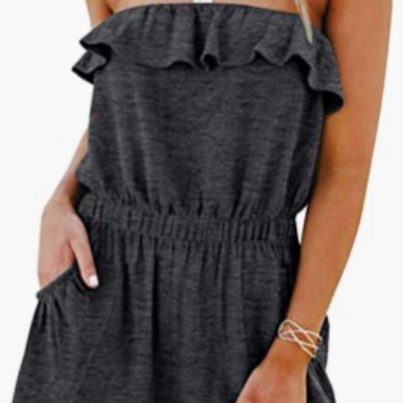 Leani Gray Strapless Romper with pockets!!!- Size Small - Picture 1 of 4